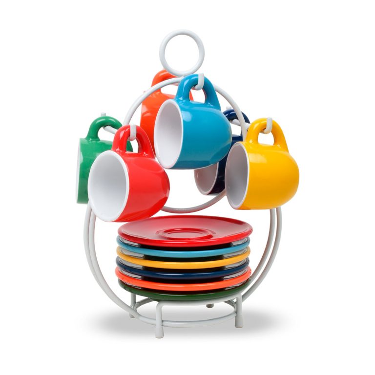 SET 6 TAZAS, PLATITOS Y PORTAVASOS SUPER JOY BIALETTI