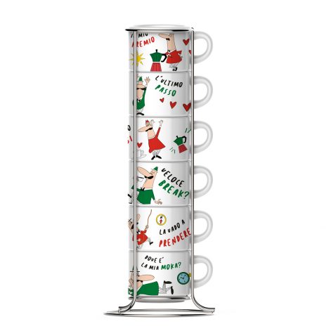 Set 6 Tazas Apilable para Espresso Linea Italia
