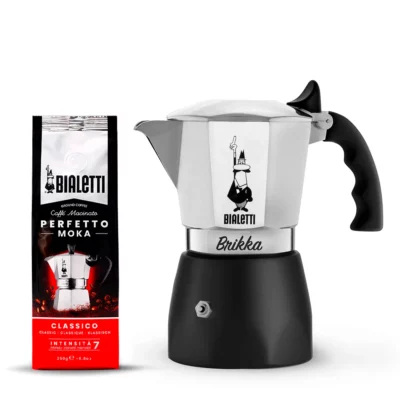 Pack Cafetera Italiana Bialetti New Brikka 4 Tazas y Café Perfetto Moka Classico 250gr