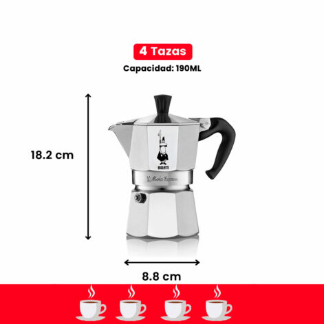 Medida Cafetera Italiana Moka Express 4 Tazas Bialetti
