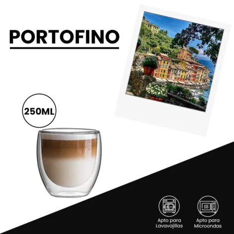 Set 2 Vasos de Vidrio 250ML de Doble Pared PORTOFINO Bialetti