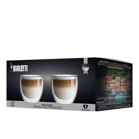Set 2 Vasos de Vidrio 250ML de Doble Pared PORTOFINO Bialetti