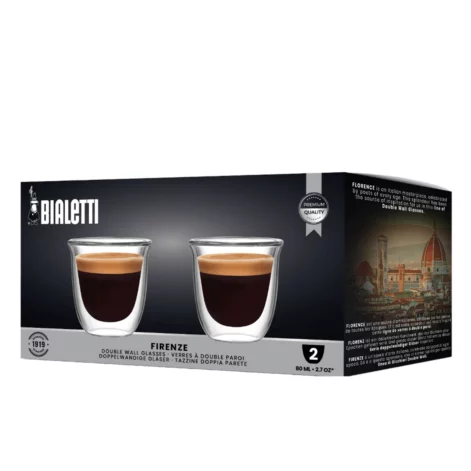 Set 2 Vasos de Vidrio 80ML de Doble Pared FIRENZE Bialetti