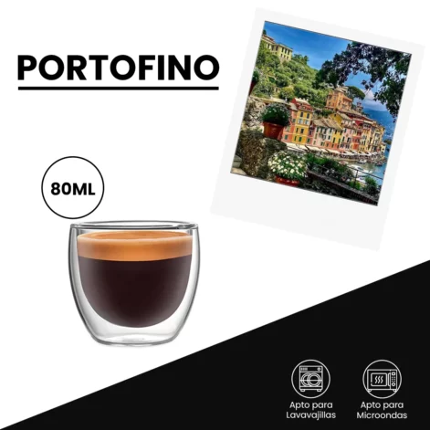 Set 2 Vasos de Vidrio 80ML de Doble Pared PORTOFINO Bialetti