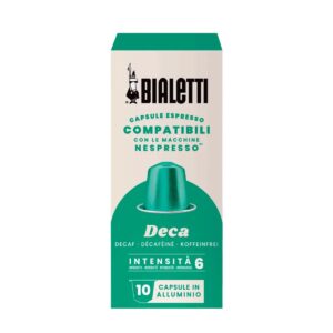 Cápsulas de café Bialetti Deca compatibles con Nespresso – Caja de 10 unidades