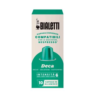 Cápsulas de café Bialetti Deca compatibles con Nespresso – Caja de 10 unidades